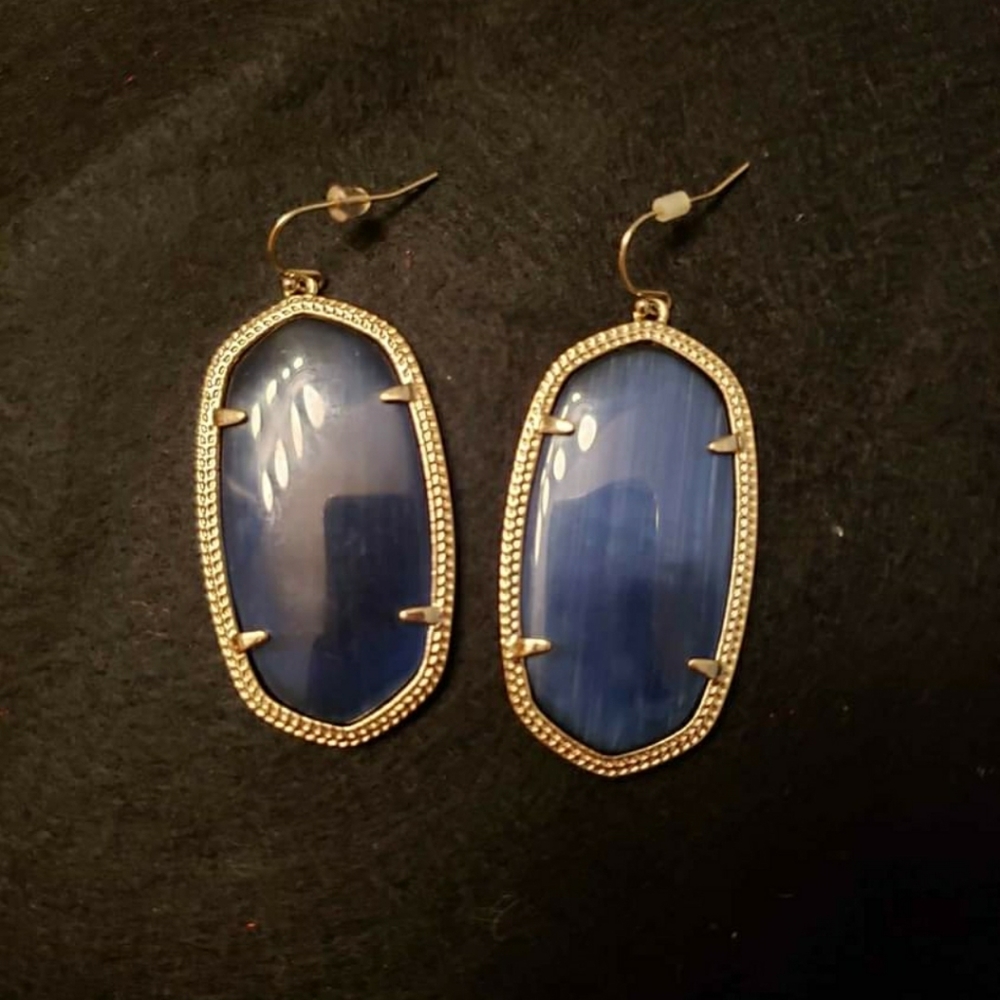 Kendra Scott Elle Earrings Navy Gold